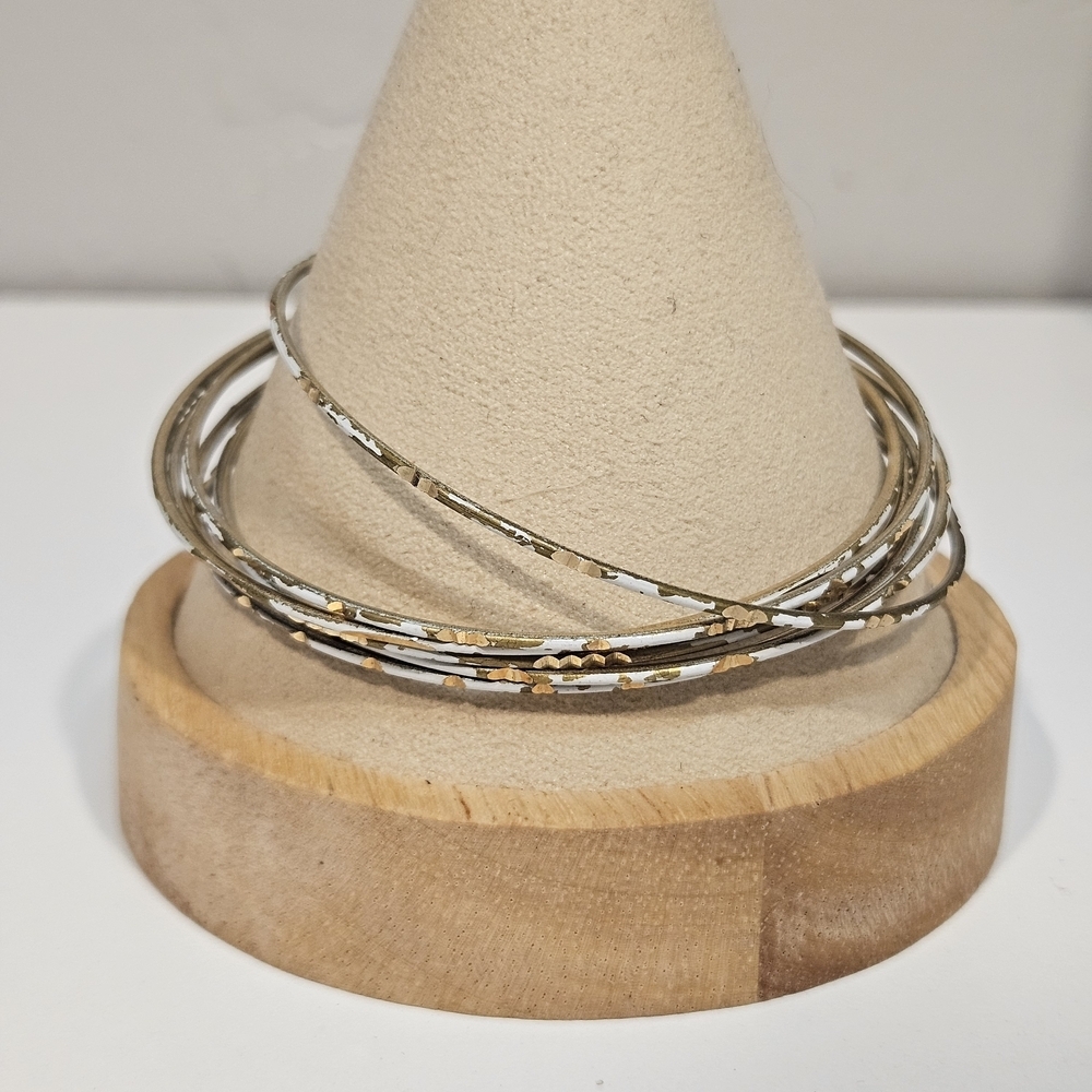 Stackable Silver and Gold Women's Bracelet Set Boho Bangle